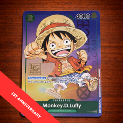 Monkey D Luffy P-037 1st Anniversary Tournament STAMP Promo Holo One Piece Card - Image 1