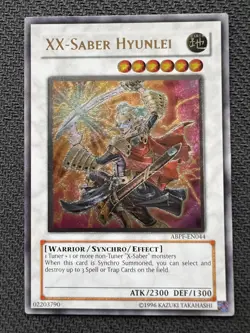 Yugioh XX-Saber Hyunlei Unlimited Edition Ultimate Rare ABPF-EN044 LP - Image 1