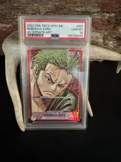 2022 ONE PIECE OP01-ROMANCE DAWN ALTERNATE ART #001 RORONOA ZORO PSA 10 - Image 1