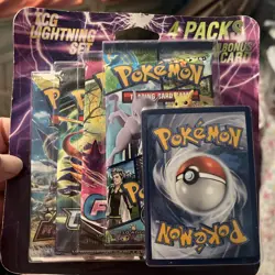 Pokemon tcg lightning set 4 packs plus bonus card auction 9 - Image 1