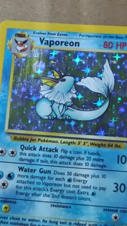 Vaporeon Holo Rare 12/64 Jungle Set Vintage 1999 Pokemon TCG Card LP Condition - Image 2