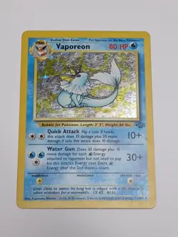 Pokemon TCG Vaporeon Holo Rare Card 12/64 Jungle Set, Vintage 1999 LP - Image 1