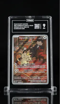 Pokemon TCG Team Rockets Meowth Card 203/182 Destined Rivals TAG 9 Mint - Image 1