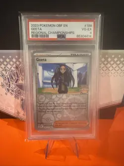 2023 POKEMON OBSIDIAN FLAMES OBF EN #188/197 GEETA REGIONAL CHAMPIONSHIPS PSA 4 - Image 1