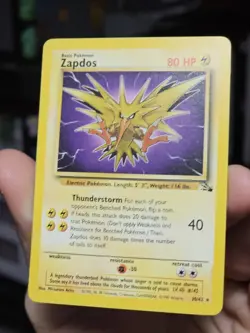 Pokemon TCG Zapdos 30/62 Fossil Non Holo Rare Light Play - Image 2