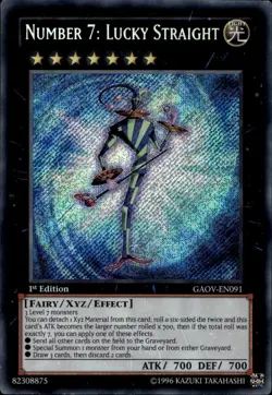 Number 7: Lucky Straight 1st Ed Secret Rare GAOV-EN091 Yu-Gi-Oh! - Image 1