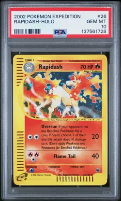 2002 Pokemon Expedition #26 Rapidash Holo PSA 10 GEM MINT - Image 1