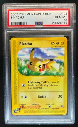2002 Pokemon Expedition Set Pikachu #124/165 PSA 10 - Image 1