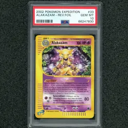 Gem Mint! ALAKAZAM Rev Foil Holo 2002 Pokemon Expedition # 33 e-Reader PSA 10 - Image 1