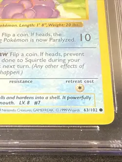 Pokemon Squirtle Base Set Shadowless 1st Edition #63 - CGC 9 - Mint - Image 4