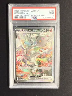 2025 POKEMON WHT EN-WHITE FLARE SPECIAL ILLUSTRATION RARE #166 RESHIRAM EX PSA 9 - Image 1