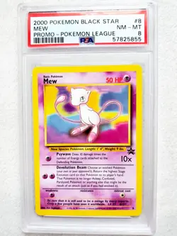 MEW #8 Black Star Promo & 1st Edition TAUROS Jungle Pokemon League PSA 8 GRADED! - Image 3
