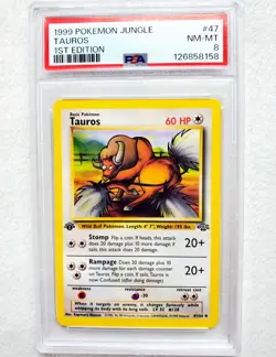 MEW #8 Black Star Promo & 1st Edition TAUROS Jungle Pokemon League PSA 8 GRADED! - Image 5