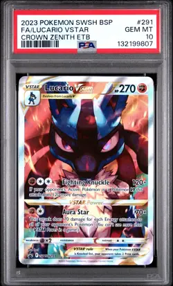 PSA 10 LUCARIO VSTAR SWSH291 BLACK STAR PROMO CROWN ZENITH ETB POKEMON 😍 - Image 1