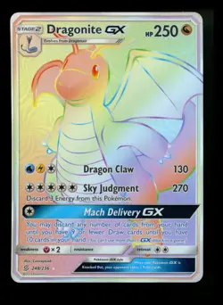 Dragonite GX 248/236 Unified Minds 2019 Secret Rainbow Rare HoloPokemon Card TCG - Image 1