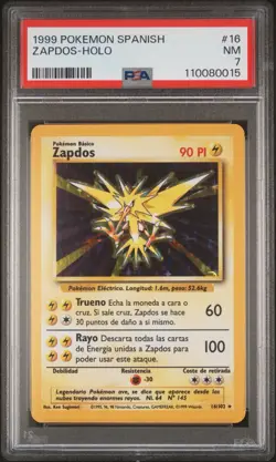 1999 Pokemon SPANISH Unlimited Base Set Zapdos Holo 16/102 PSA 7 NM - Image 1