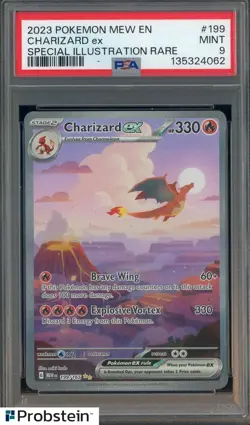 Charizard ex 2023 Pokemon Mew En Special Illustration Rare #199 PSA 9 MINT - Image 1