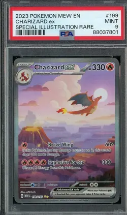 2023 Pokemon MEW EN 199/165 CHARIZARD EX Special Illustration Rare PSA 9 Mint - Image 1