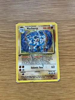 Pokemon Machamp Holo Card 8/102 1st Edition - Damaged - Image 1