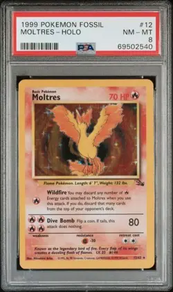 1999 POKEMON FOSSIL #12 MOLTRES-HOLO - Image 1