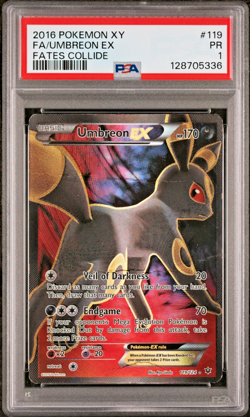 PSA 1 2016 Pokemon XY Fates Collide Full Art Umbreon EX 119/124 Holo Foil Rare - Image 1