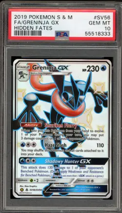 Pokemon Greninja GX Hidden Fates Full Art #SV56 PSA 10 Gem Mint - Image 1