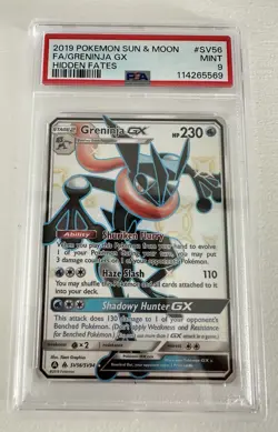 PSA 9 Pokemon Greninja GX SV56 Hidden Fates Shiny Ultra Rare Full Art Holo - Image 1