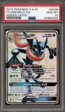 Pokemon Greninja GX Hidden Fates Full Art #SV56 PSA 10 Gem Mint - Image 1