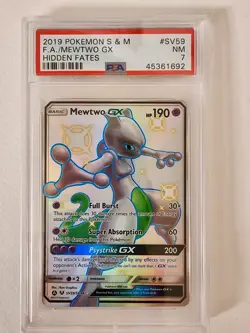 PSA 7 MINT 2019 Pokemon Hidden Fates MEWTWO GX SV59 FULL ART Shiny - Image 1