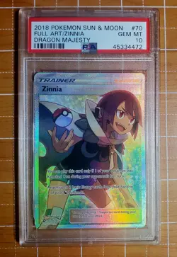 Pokemon Zinnia 70/70 PSA 10 Sun & Moon Dragon Majesty - Image 1