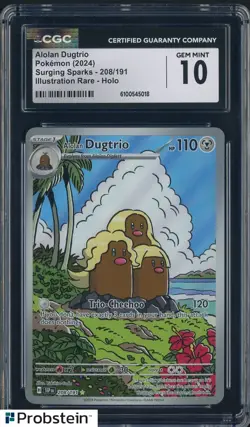2024 Pokemon Surging Sparks Illustration Rare #208 Alolan Dugtrio Holo CGC 10 - Image 1