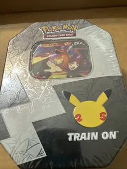 Pokemon TCG 25th Anniversary Celebrations Booster Pack Tin Charizard V Sealed - Image 1