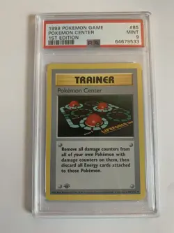 Pokemon PSA 9 Base Set Shadowless 1st Edition Pokemon Center Trainer 85/102 - Image 1