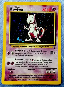 Mewtwo HOLO 10/130 Base Set 2 VINTAGE 2000 Pokemon - Image 1