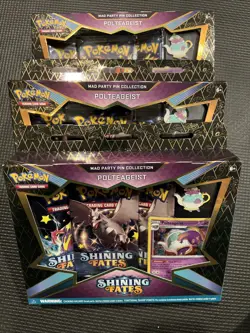 3 Pokemon TCG: Shining Fates Mad Party Pin Collections Box Polteageist NEW Seal 820650808685 - Image 1