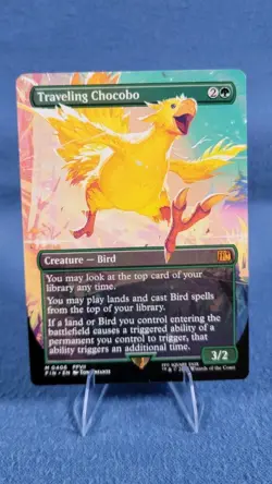 TRAVELING CHOCOBO (BORDERLESS) (406) Regular Final Fantasy FIN Magic MTG NM - Image 1