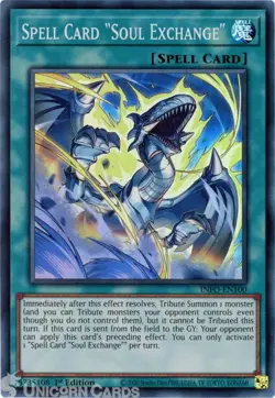 INFO-EN100 Spell Card Soul Exchange : Super Rare 1st Edition YuGiOh Card 5063452309126 - Image 1
