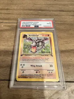 PSA 2 1999 1st Edition Pokemon Fossil Aerodactyl Prerelease Holo No. 1 - Image 1