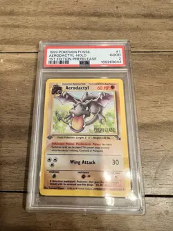 PSA 2 1999 1st Edition Pokemon Fossil Aerodactyl Prerelease Holo No. 1 - Image 2
