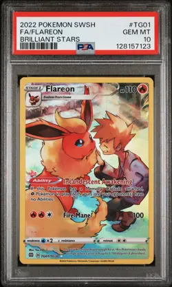 2022 POKEMON SWORD & SHIELD BRILLIANT STARS #TG01 FULL ART/FLAREON PSA 10 - Image 1