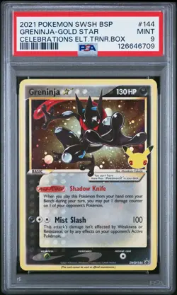 2021 POKEMON SWSH BLACK STAR PROMO #144 GRENINJA-GOLD STAR PSA 9 - Image 1