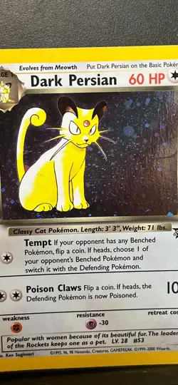 Dark Persian Black Star 17/53 Wotc Promo Holo Pokemon Trading Card - Image 2