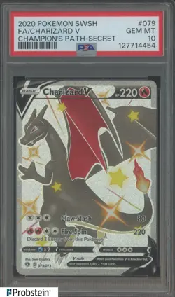 2020 Pokemon SWSH Champions Path Secret #079 FA Charizard V PSA 10 GEM MINT - Image 1