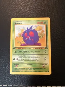 * Venonat 63/64 1st Edition Jungle Common Pokemon Vintage Card WOTC 1999 LP - Image 1