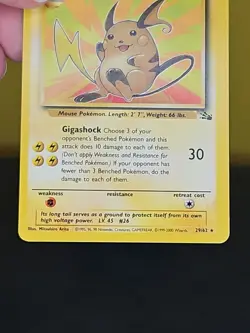 1999 Pokemon TCG Fossil Set Raichu Card 29/62 Non-Holo Rare WOTC - Image 4