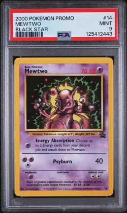2000 WOTC Pokemon TCG - Mewtwo Black Star Promo 14 - PSA 9 Graded Pokemon Card - Image 1