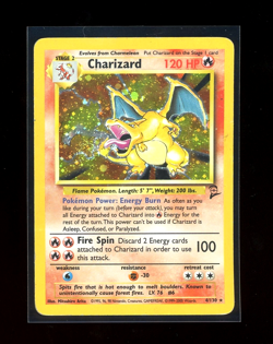 CRAZY SWIRL 2000 Pokemon Game Base Set 2 II Charizard 4/130 Holo Foil Rare WOTC - Image 1