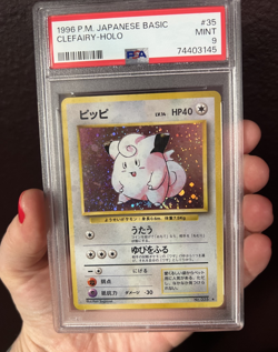 1996 POKEMON JAPANESE BASIC CLEFAIRY HOLO BASE SET #35 SWIRL FART PSA 9 - Image 2