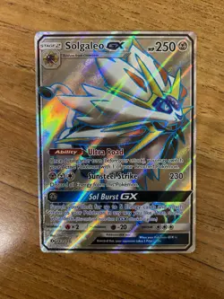Pokemon Solgaleo GX Full Art Holo Card 143/149 SM Base Set Pokemon TCG - Image 1
