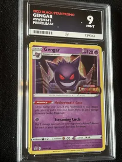 Gengar Lost Origin Stamp Promo SWSH241 Pre Release Pokemon Card Ace 9 Grade Mint - Image 1